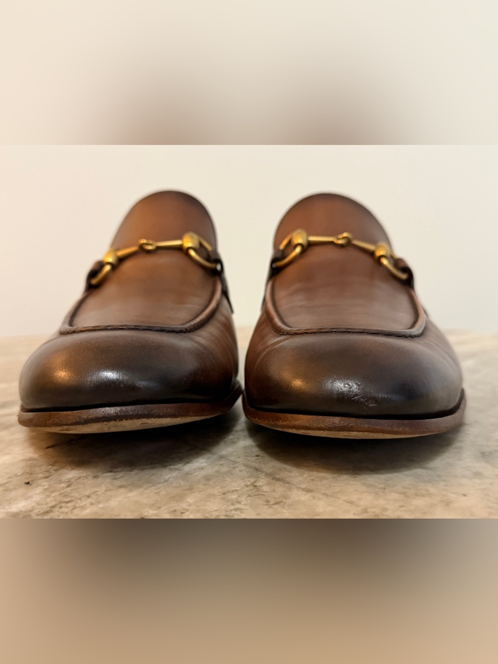 GUCCI Jordaan Horsebit Brown Ombre Leather Loafer 11/11.5 US 1953 Moccasin $1100 - Picture 7 of 10